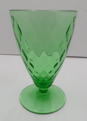 Vintage Green Paneled Glass Water Goblet