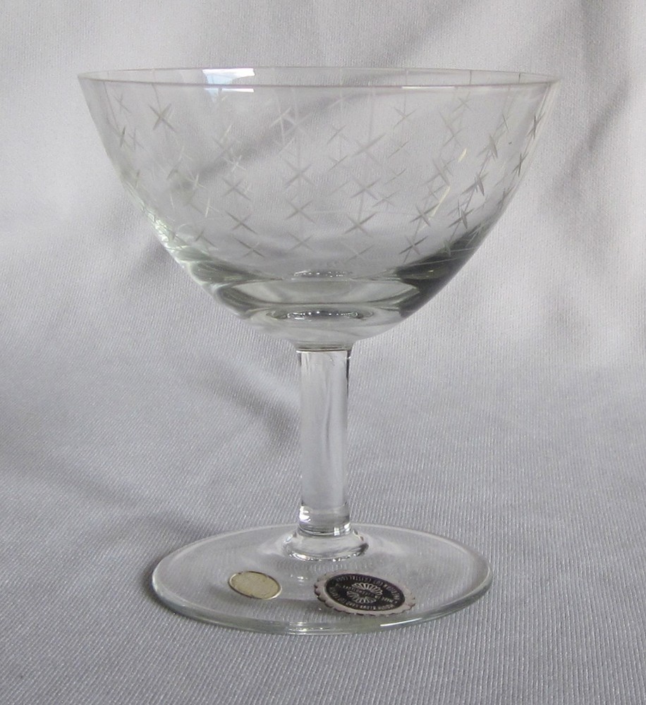 Liquor Cocktail Goblet Glass American Cut Crystal Starlight Pattern 3 7/8″