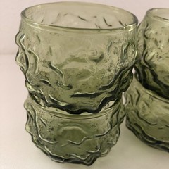 Set /6 ANCHOR HOCKING Lido Milano Green Tumbler Rocks Glasses 5oz MCM-MINT!