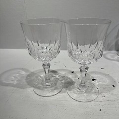 Lot Of 2 Vintage Long Stem Crystal Cut Wine WaTer Glasses 6” Tall