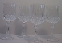 CRISTAL D’ARQUES France Longchamp 24% Lead Crystal Wine Glasses 7 1/4”’ 4 FOUR