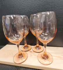 *Set of 4* ROSE/CORAL/PINK/SALMON 8.25″ Wine/Water/Spritzer Glasses/Modern