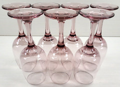 (7) Libbey Premiere Pink Water Goblets Set Vintage Elegant Classic Stemware Lot