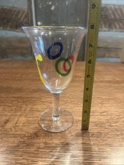Hand Blown Glass Goblet With Colored Circles