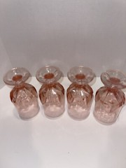 4 Vintage TIFFIN Franciscan Cabaret Pink Tea Glass Goblets Mint! HTF!