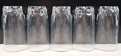 (5) Arcoroc Artic 12 Oz Beverage Set Vintage Wedge Cut Tumblers France Retro Lot