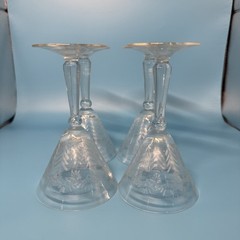 Vintage Bryce Brothers Needle Etched Cocktail Glasses #854-1 Wavy Loop Pattern