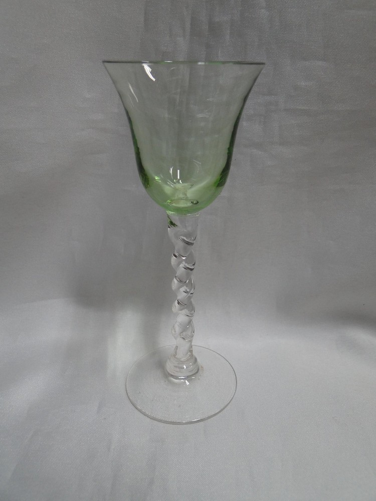 UNK4100 Green / Chartreuse Glass Bowl, Clear, Twisted Stem: Cordial, 5 3/8″ Tall