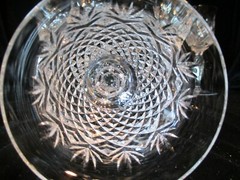 BRILLIANT BY AMERICAN CUT 6 WINE GLASSES NOTCHED MULTISIDED STEM CRISS CROSS FAN