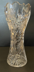 Vintage Heavy Cut Crystal Glass Flower Vase