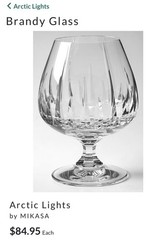 Set 2 MIKASA CRYSTAL Arctic Lights Pattern Large 16 oz. Brandy Snifters Glasses