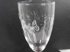 Lenox Butterfly Meadow Etched All Purpose Glass Goblets 14oz 7” Pink Purple Blue