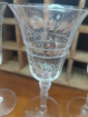 Vintage Tall Libby Rock Crystal Wine Footed Stems Glasses Glass Set Elegant…