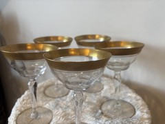 Tiffin-Franciscan Rambler Rose Crystal Glass Set Of 5 Champagne Tall Sherbet