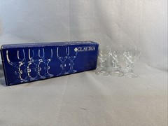 Vintage Bohemia Crystal Set Of 6 Cordial 2.5 Oz Liquor Glasses, Claudia w/ Box