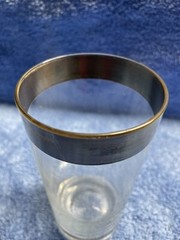 VTG Set of 4 Silver Colored Rim High Ball Tumbler Glasses