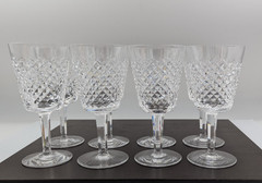 Set of 8 Waterford Crystal Alana Water Goblets Glasses 6-7/8″ Old Mark Vintage
