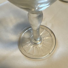 Set Vintage Wine Glasses w/Paneled Design & Ribbed Stem Decorative Btm