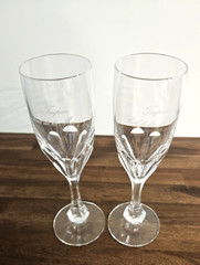 Baccarat Crystal 6 oz Monaco Champange Flute Glass 8.5″ Set of 2 Monogram