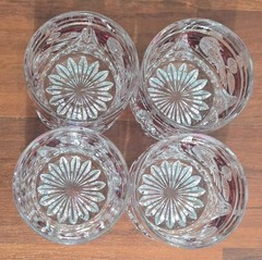Set of 4 Vintage Hofbauer «Byrdes» Collection Crystal Old Fashioned Glasses Ruby
