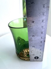 Antique Green EAPG Colorado Lacy Medallion US Glass Tumbler Accent Decor Cup
