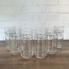 Lot 6 Vintage Corning Corelle Drinking Glasses Rosemarie Tulip Tumblers 16 oz