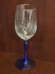 Lenox Cobalt Blue Stem Wine Glasses Goblets 8” Swag Drape Gold Rim 8 oz set of 4