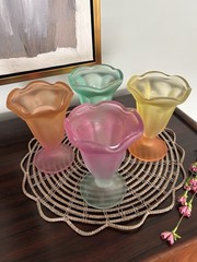 Libbey Ka-Dinks Pastel Ombre Sundae Parfait Glasses Set 4 Frosted Vintage