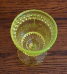 Fenton for L.G. Wright Vaseline Opalescent Wildflower and Diamonds goblet
