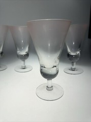 Set 6 DOROTHY THORPE Pink Peach Frosted Satin Trumpet Goblets MCM Bareware 7.5″
