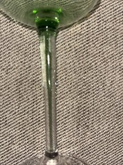Set Of 8 Antique Wine Glasses With Green Stems