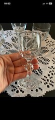 4 Bohemia Czech Crystal Hand Cut 2.5 Oz. Cordial Glasses 4.25″ Tall Silver Rims