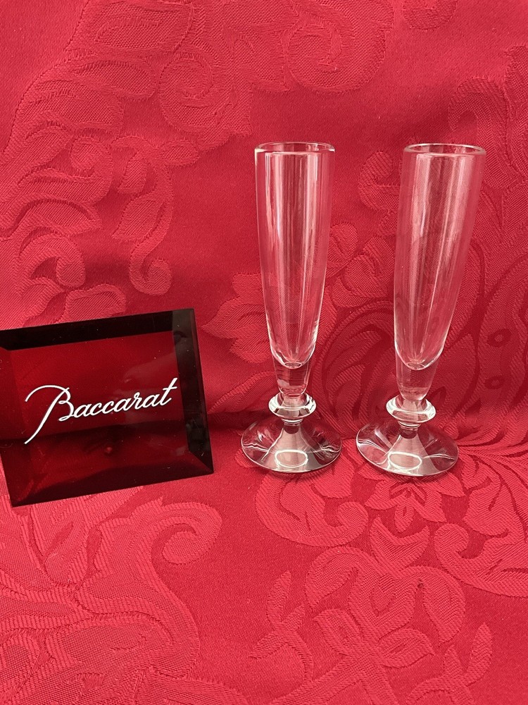 FLAWLESS Flute BACCARAT France Two Glass VEGA Crystal VODKA SHOT CORDIAL LIQUEUR