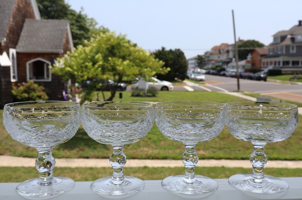 4 WATERFORD COLLEEN CHAMPAGNE SHERBET GLASSES 4 3/8″ HIGH