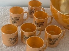 Vintage Fire King Peach Luster Tom and Jerry Punch Bowl Set 14 Piece Set