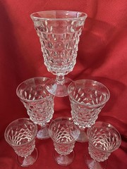 Fostoria American Goblets Clear Glass Round Stemmed Flared 5.5″ Set 6