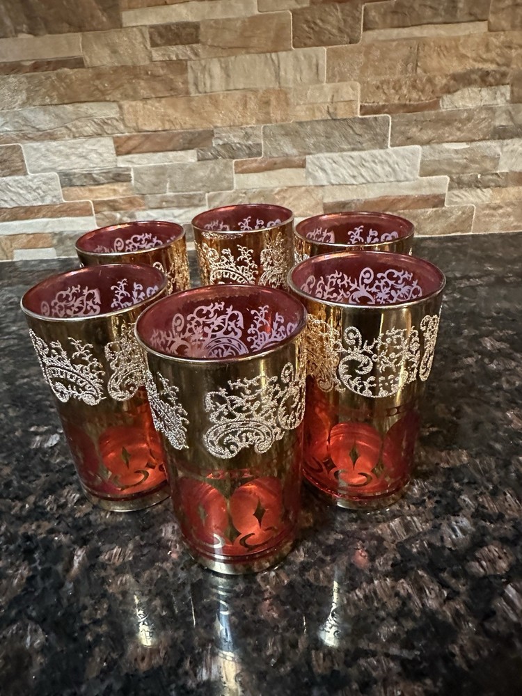 New In Box Gold Cumbler Barware Set Of 6 Glasses Tumblers 8oz by Crown Dynasty
