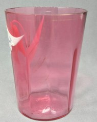 Antique Bohemian Cranberry Glass Tumbler Hand-Painted