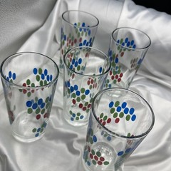 MCM Five Multicolor Grapes Tumblers Water / Juice Glasses. See pics.