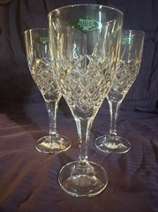 3 Shannon Crystal Designs of Ireland Wine Glasses Made in Slovakia