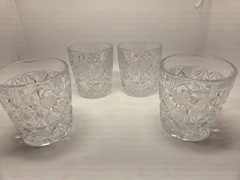 Vtg Fostoria Heritage Whiskey Glasses 1972-1982 UV Manganese Glow 4 piece