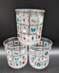 Vtg Culver Encounters Acrylic Old Fashion 4″ Christmas Potpourri Cups set of 3