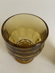 2 Vintage 5” Anchor Hocking Amber Glasses Georgian Honeycomb Paneled 11 Oz