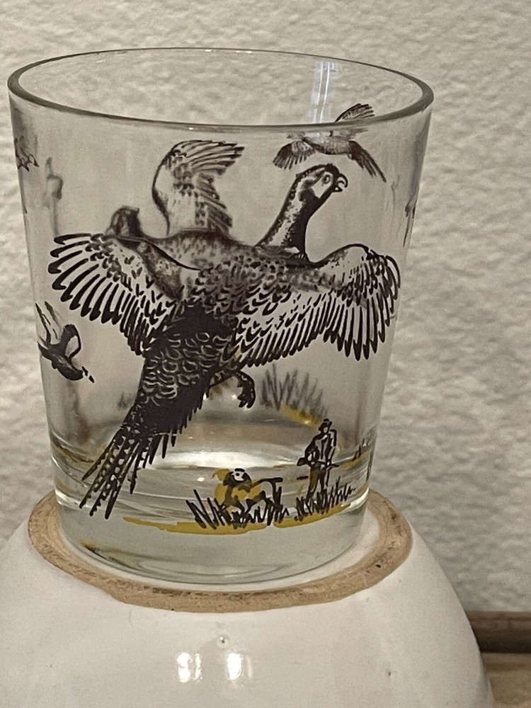 Vintage Mid-Century Hazel-Atlas Pheasant Bird Hunting Shot Glass