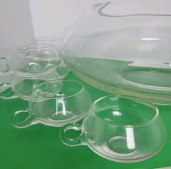 Vintage 13 Piece Riekes Crisa Moderno Cut Top Punch Bowl, Cups – 2 Chips