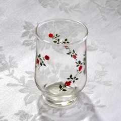 Set/4 Vtg Red Climbing Roses Flared Juice & Tumblers Anchor Hocking 16oz & 10oz