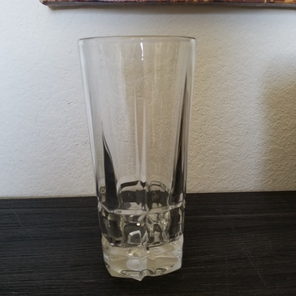 1 Squire Pattern Block Cut High Ball Glass Cooler by Libbey Glass Company 6 3/4″