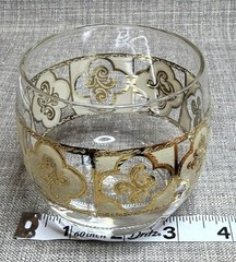 2 pc Culver 22KT Gold Roly Poly Whiskey Glass Salley Pattern Mid Century Style