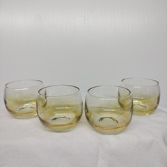 Vtg. 4 Opalescent Sunshine Gold Iradesent Cordial Glasses 2.25″X3″