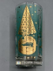 Vintage MCM 8-Glass Set by Cera Glass Atomic Christmas Reindeer by Ned Harris